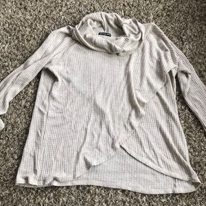 Waffle Knit Cowl Neck Sweater